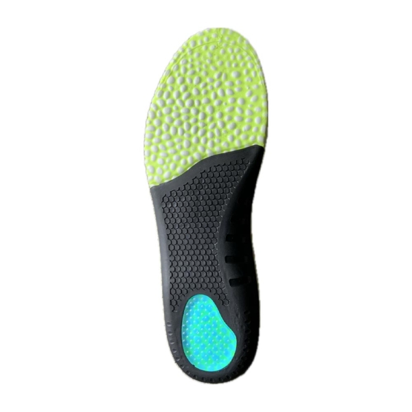 Cast popcorn + heat deepened fabric + TPU arch support + Kiel shock absorbing pad