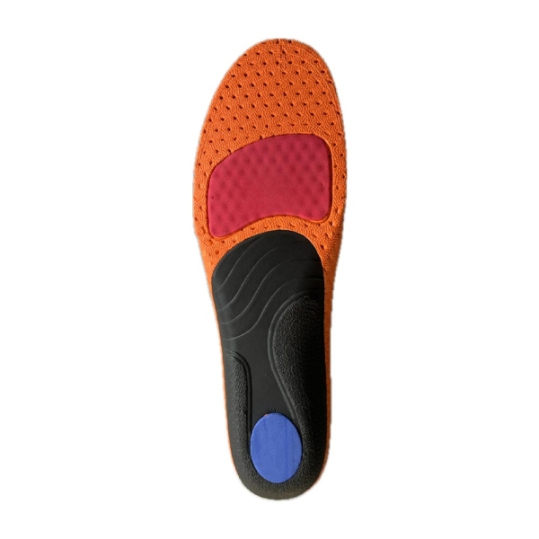 Eva + memory foam + forefoot and heel shock absorbing pads + hard Eva arch support